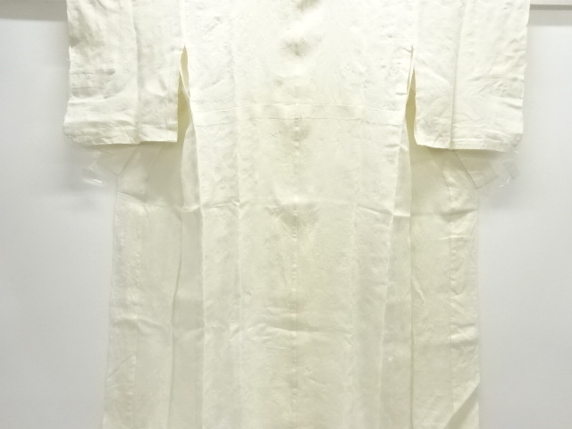 アンティーク　本麻透かし織　草花模様長襦袢